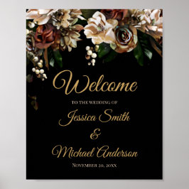 Einladung von Magnolia Gold und Black Floral Weddi Poster