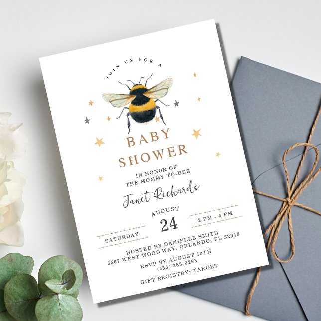 Einladung von Mami to Bee Bumblebee Baby Shower (Mommy to Bee Bumblebee Baby Shower Invitation)