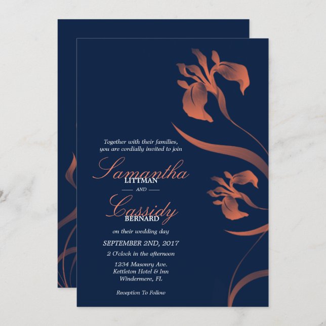 Einladung von Marine und Coral Iris zur Hochzeit (Vorne/Hinten)