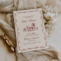 Einladung von Maroon Hand Drawn