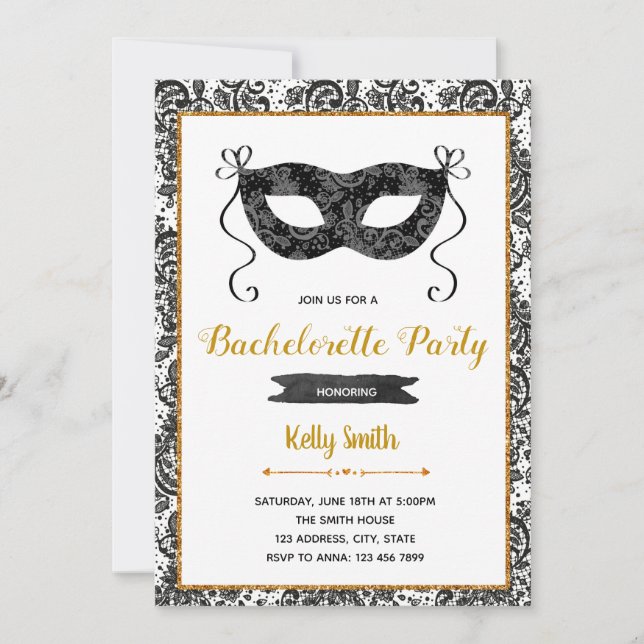 Einladung von Mask bachelorette (Vorderseite)