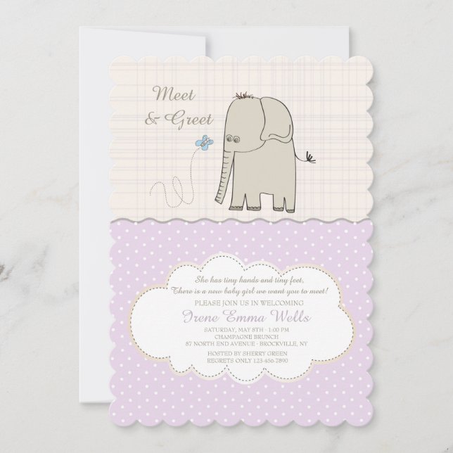 Einladung von Mäuse & Greet Baby Girl (Vorderseite)