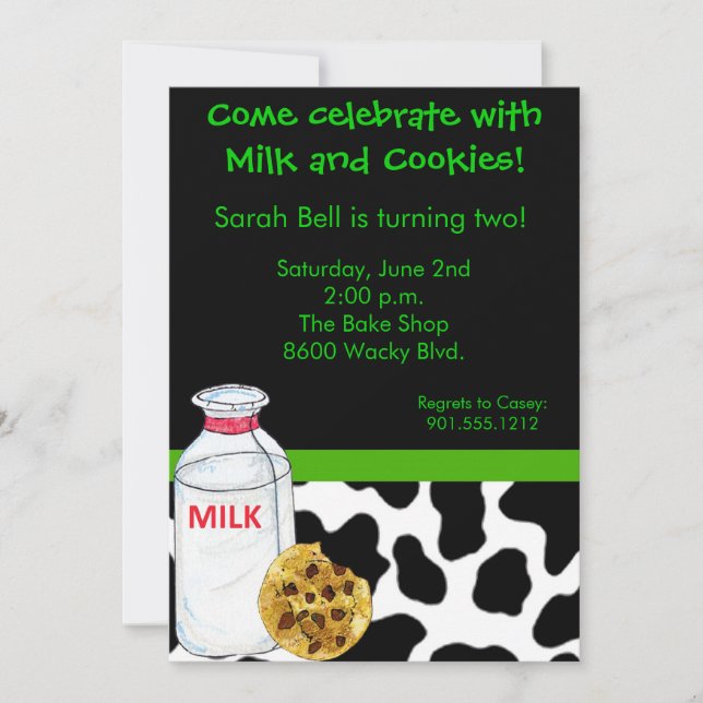 Einladung von Milch und Cookies (Vorderseite)