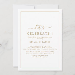 Einladung von Minimalistischem Gold "Let's Celebra