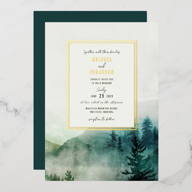 Einladung von Misty Mountain Wedding (Vorderseite/Rückseite)