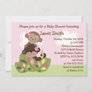 Einladung von Monkey Girls Sisters Baby Shower