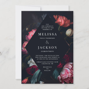 Einladung von Moody Peony Floral Wedding