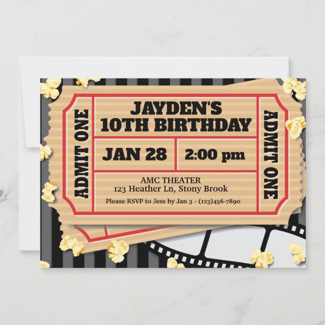Einladung von Movie Popcorn (Vorderseite)