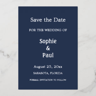 Einladung von Navy Blue Save the Date Foil