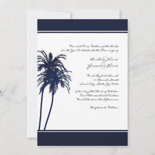 Einladung von Navy Blue und White Tropical Palms