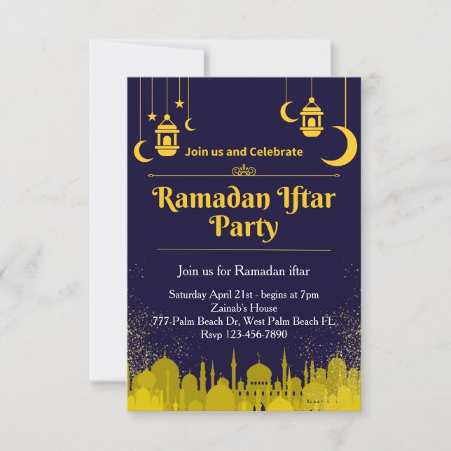 Einladung von Navy & Gold Ramadan Iftar (Vorderseite)