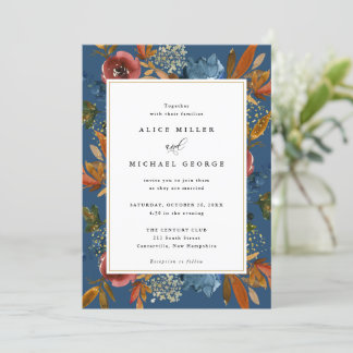 Einladung von Navy & Rust Boho Floral, Blue Wedita