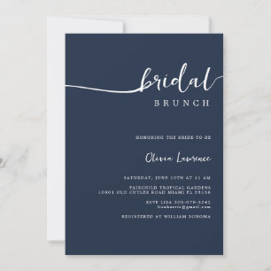 Einladung von Navy Script Bridal Brunch