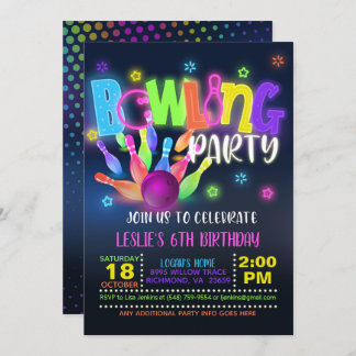 Einladung von Neon Bowling Birthday