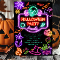 Einladung von Neon Halloween-Party