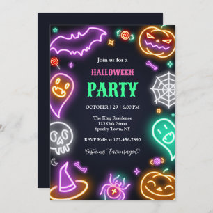 Einladung von Neon Halloween-Party