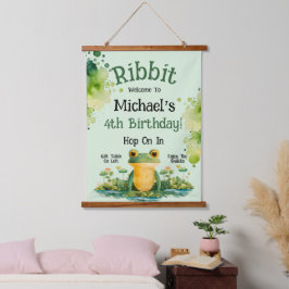 Einladung von niedlich Frog Birthday Party Wandteppich Mit Holzrahmen