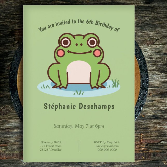 Einladung von niedlich Frosch zum Geburtstag (Cute Frog Birthday Invitation)