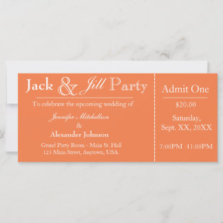 Einladung von Orange Jack and Jill Shower Ticket