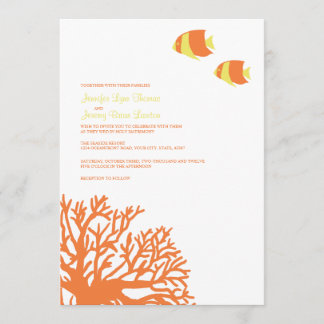 Einladung von Orange & Yellow Tropical Coral Hochz