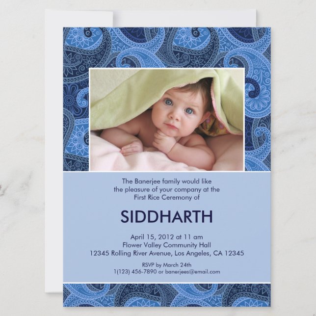 Einladung von Paisley Annaprashan (First Rice) (Vorderseite)