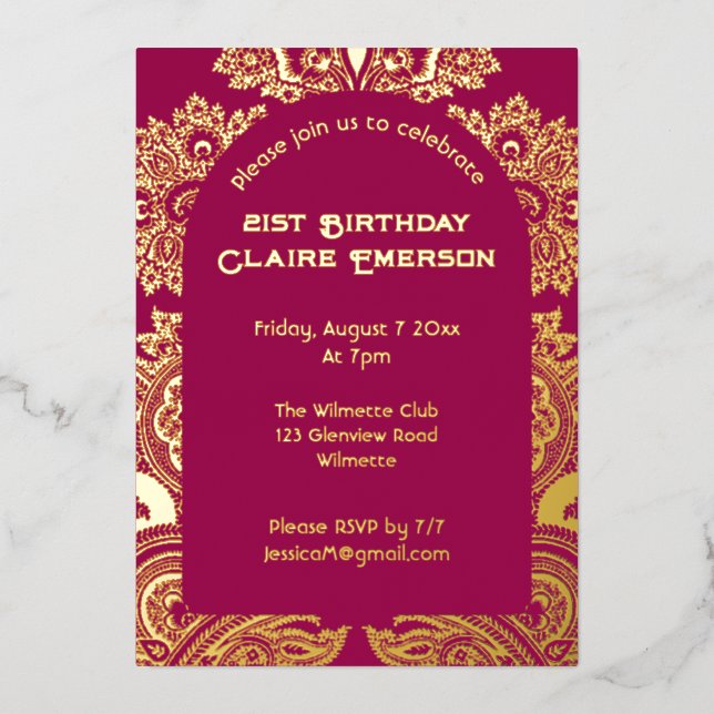 Einladung von Paisley-Bogenfolie (Vorderseite)