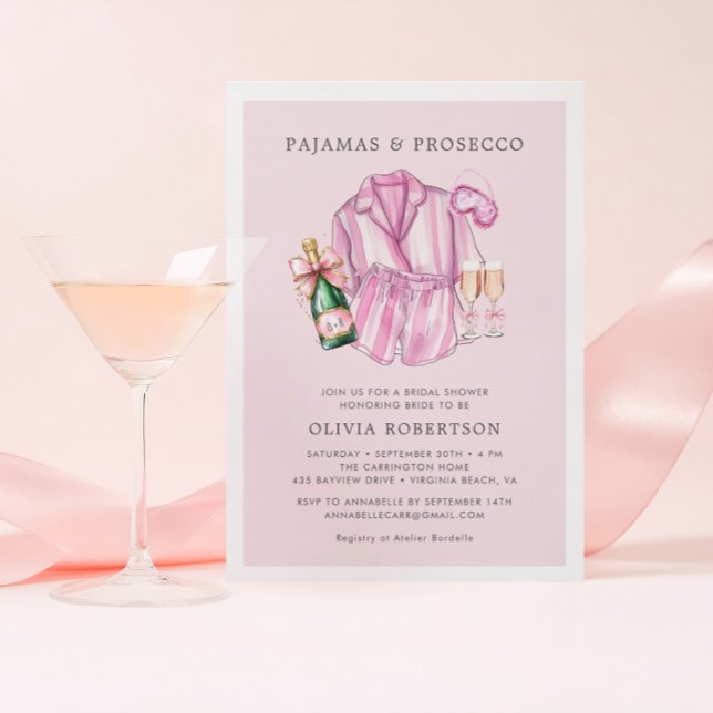 Einladung von Pajamas und Prosecco Bridal Dusche (PJ's and Prosecco )