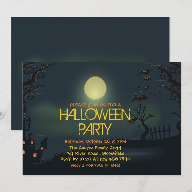 Einladung von Pale Moon Halloween-Party (Vorne/Hinten)
