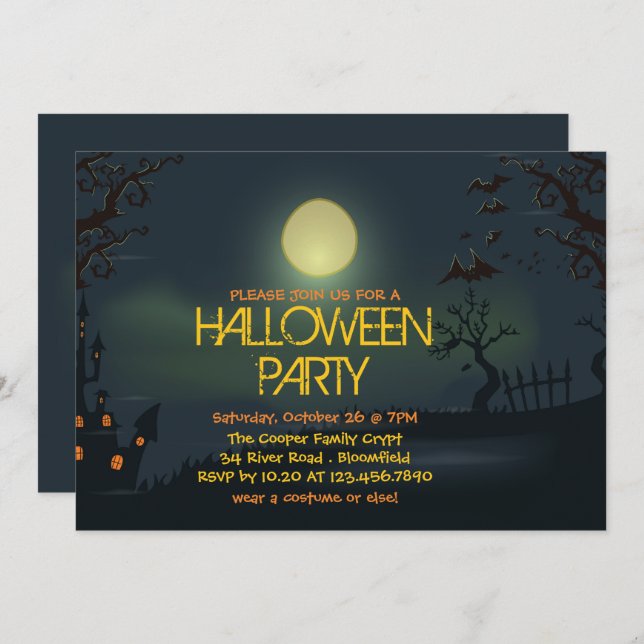 Einladung von Pale Moon Halloween-Party (Vorne/Hinten)