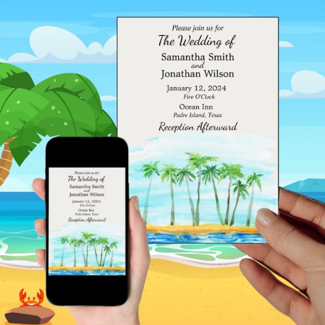 Einladung von Palm Tree and Beach Hochzeit (Von Creator hochgeladen)