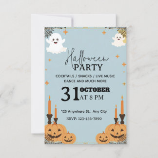Einladung von Pastel Blue Halloween-Party - Bearbe