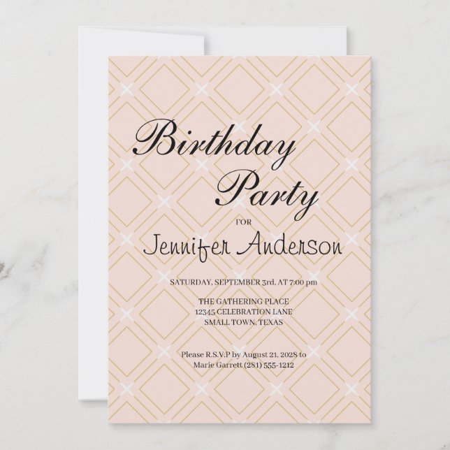 Einladung von Pastel Peach und Gold Geometric (Vorderseite)