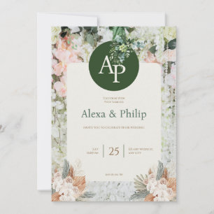 Einladung von Peach und Green Floral Wedding