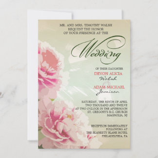 Einladung von Peony Floral Wedding in Pink & Green