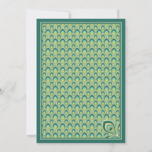 Einladung von Pfau im Jugendstil (Aquamarin Grün)
