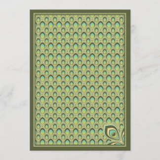 Einladung von Pfau im Jugendstil (Olivengrün)