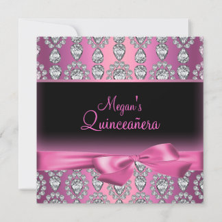 Einladung von Pink Diamond & Bow Quinceñera