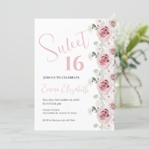 Einladung von Pink Floral 16 . Geburtstag