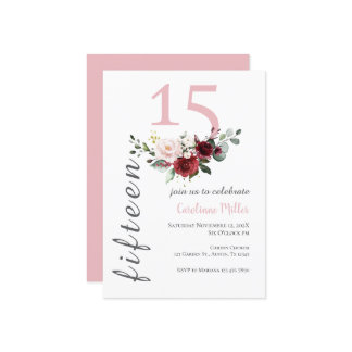 Einladung von Pink Floral Quinceñera