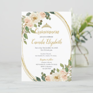 Einladung von Pink Floral Quinceñera