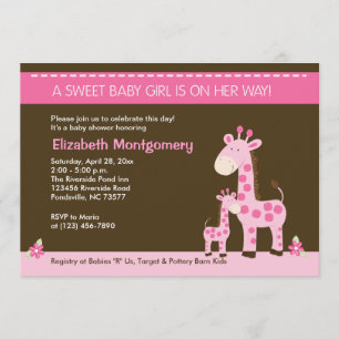 Einladung von Pink Giraffe Mommy and Baby Girl Sho