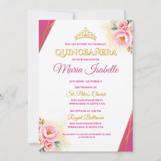 Einladung von Pink & Gold Quinceñera