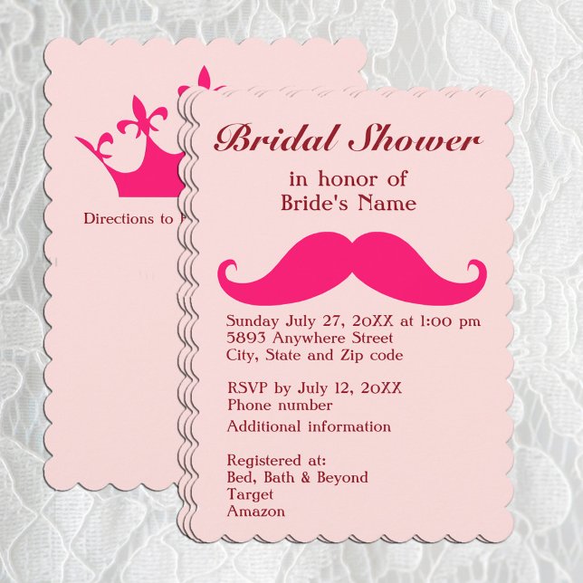 Einladung von Pink Mustache und Tiara Bridal Dusch (Pink Mustache and Tiara Bridal Shower Invitation)