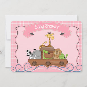 Einladung von Pink Noahs Ark Baby Shower