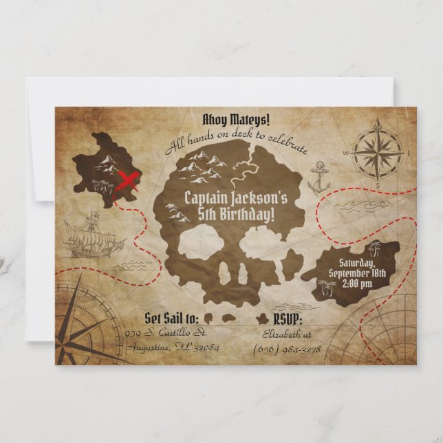 Einladung von Pirate Map (Vorderseite)