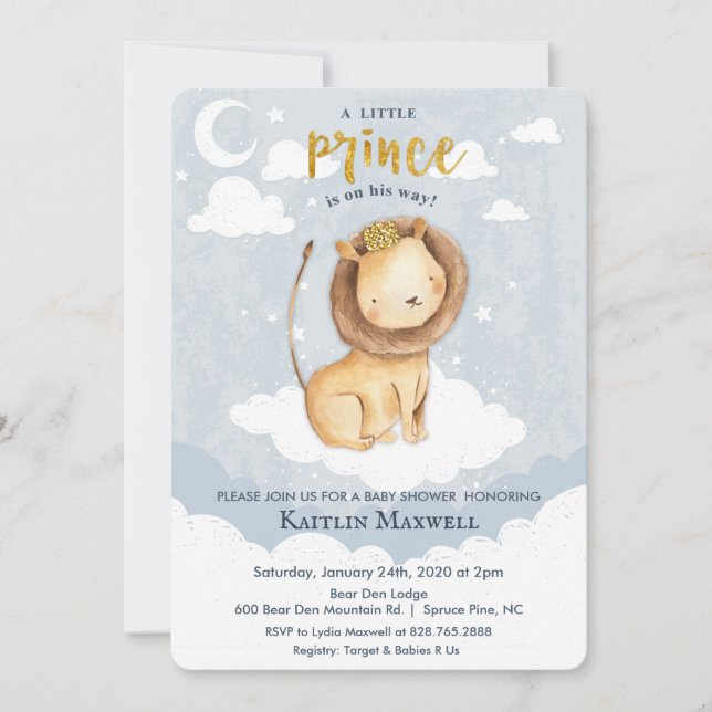 Einladung von Prince Lion Baby Shower (Vorderseite)