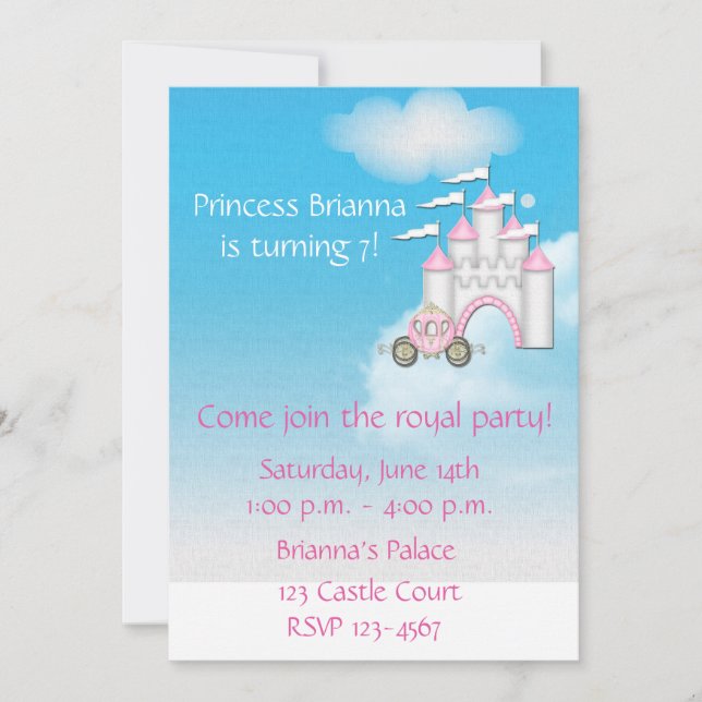 Einladung von Princess Castle (Vorderseite)