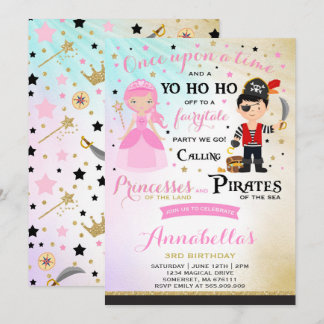 Einladung von Princess und Pirate zum Geburtstag
