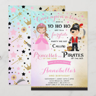 Einladung von Prinzessin und Pirate zum Geburtstag