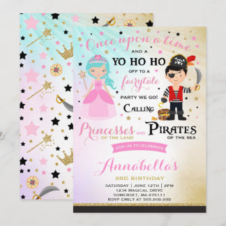 Einladung von Prinzessin und Pirate zum Geburtstag